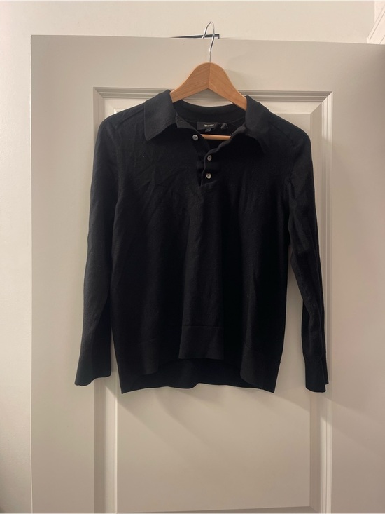 Theory Sweaters - *flawed* Theory Black quarter sleeve Henley sweater - shrunk from size L to M